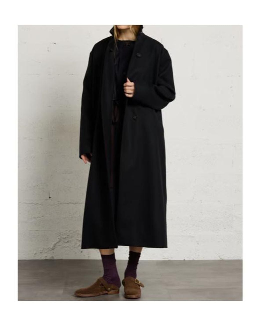 Soeur Stand Collar Long Coat in Black | Lyst