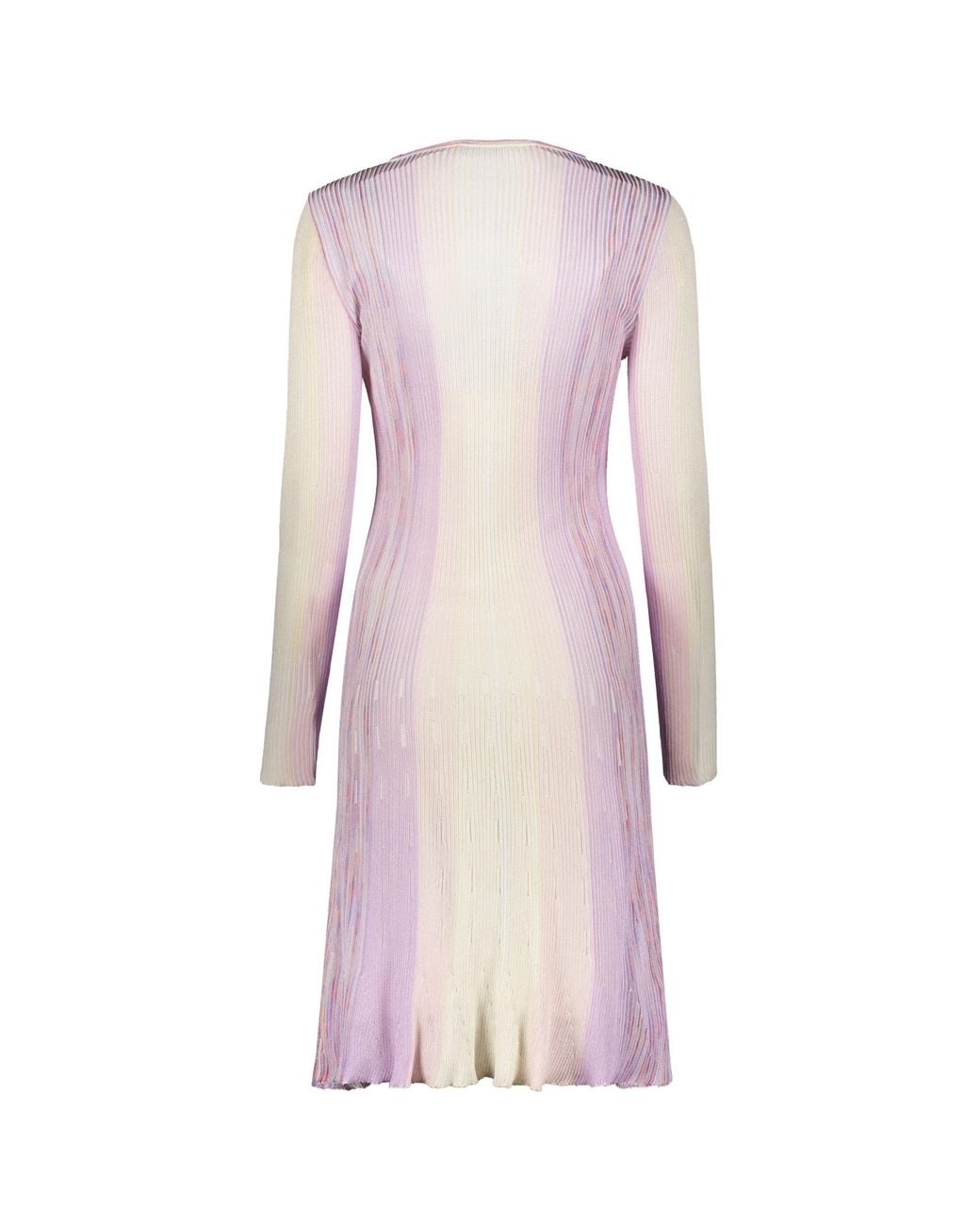 Missoni Pink Ribbed Fitted Knitted Midi Dress