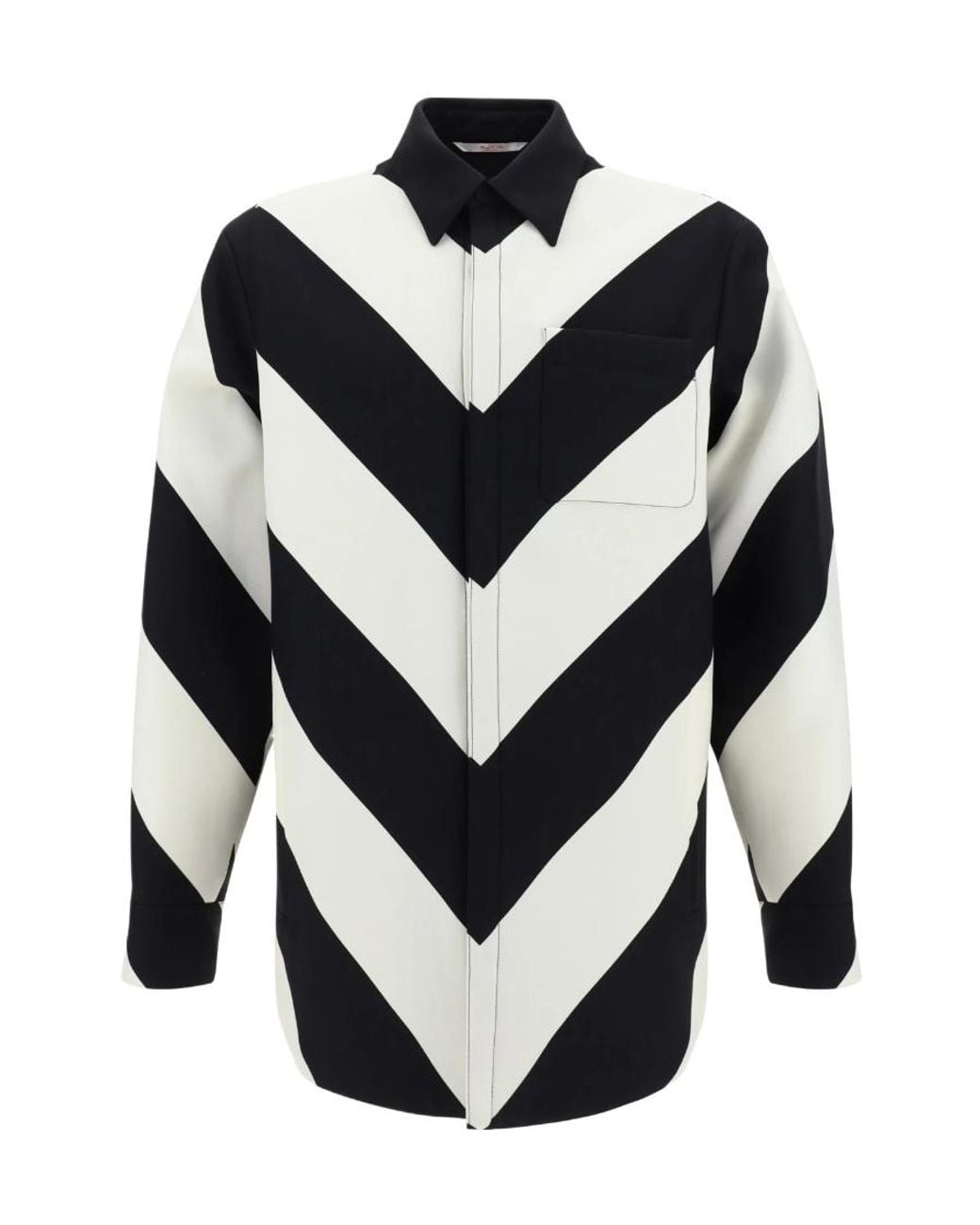Valentino Blue Chevron-Striped Shirt for men