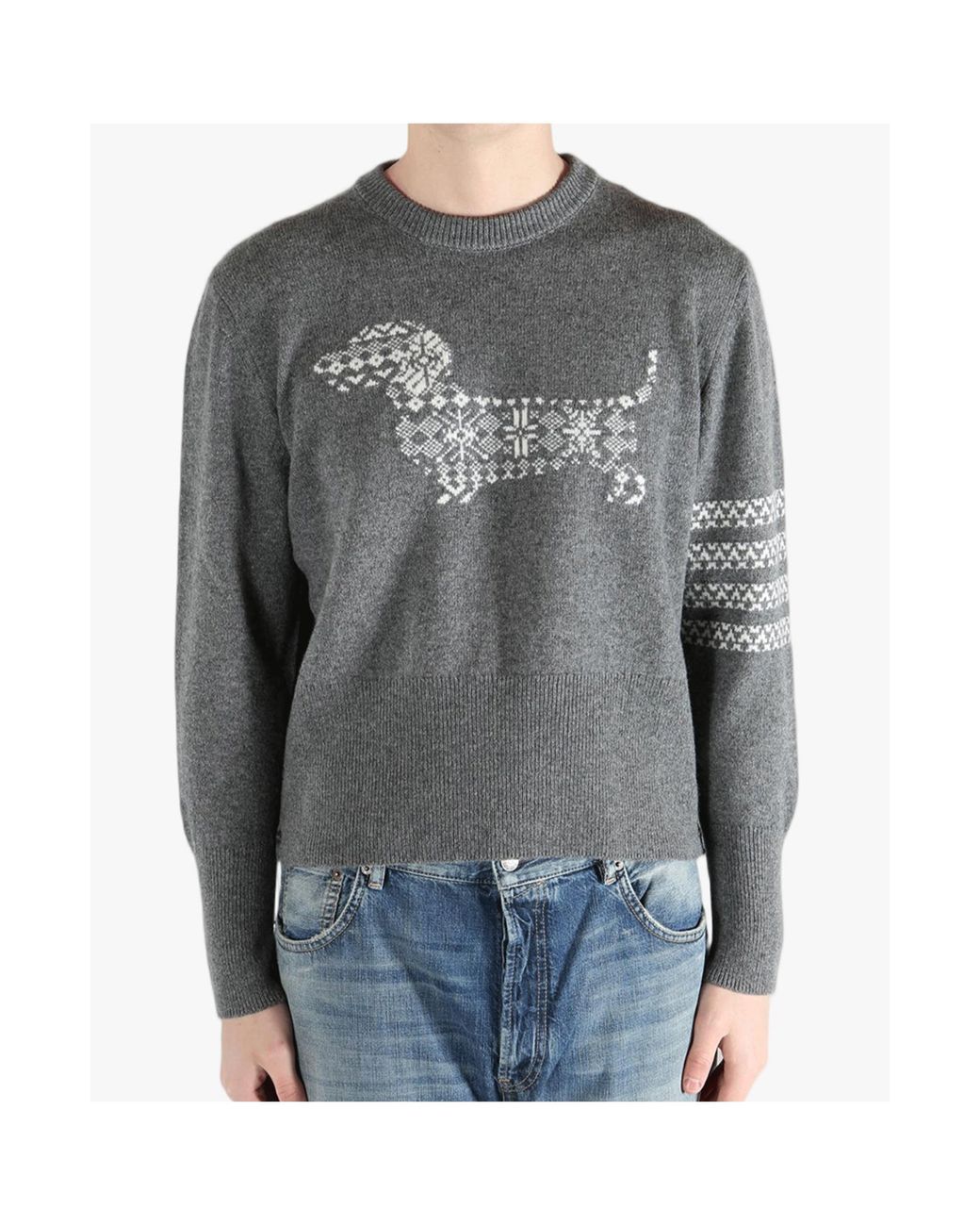 Thom Browne Gray Long-Sleeved Sweater for men