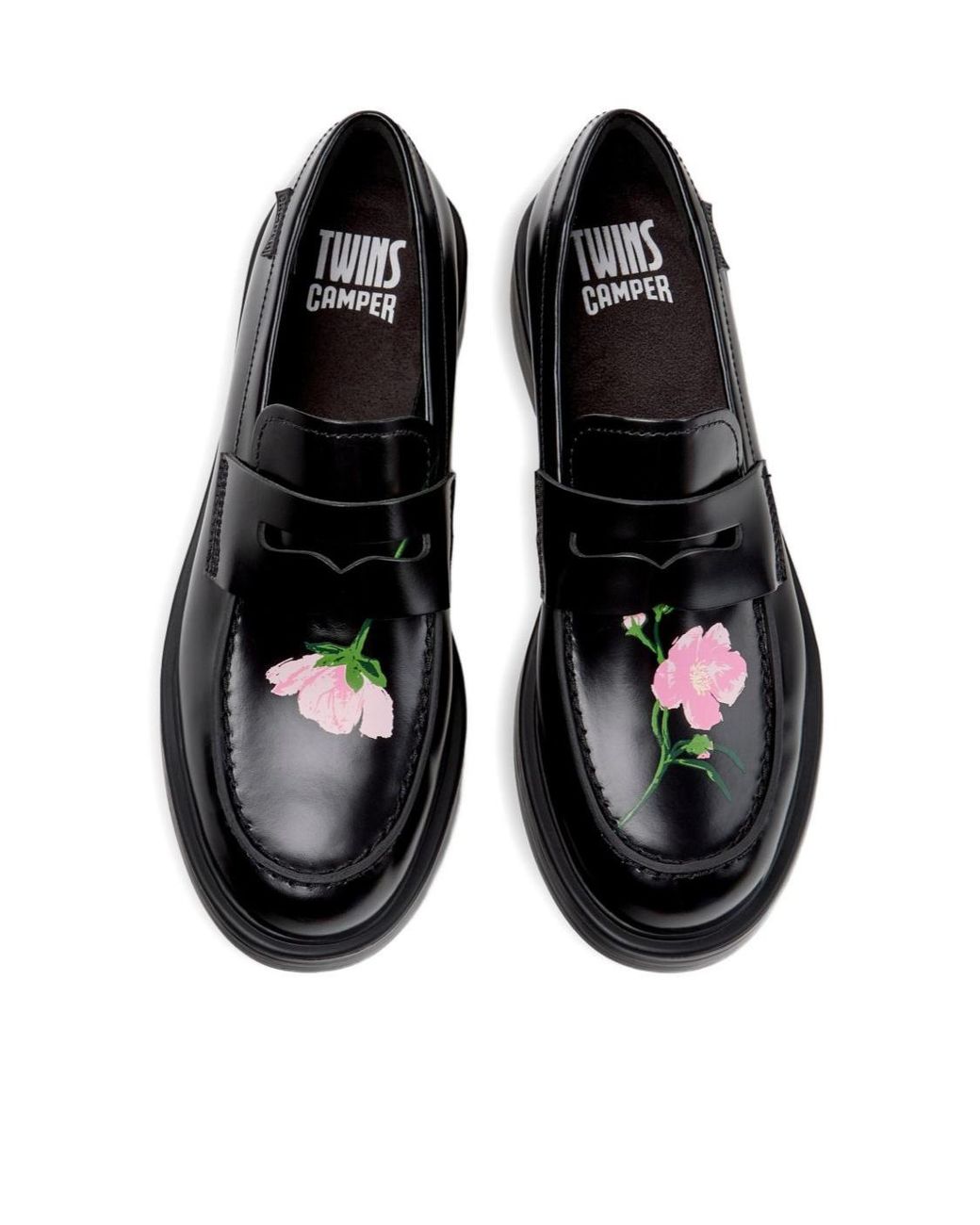 Camper Black Dean Floral-Print Loafers