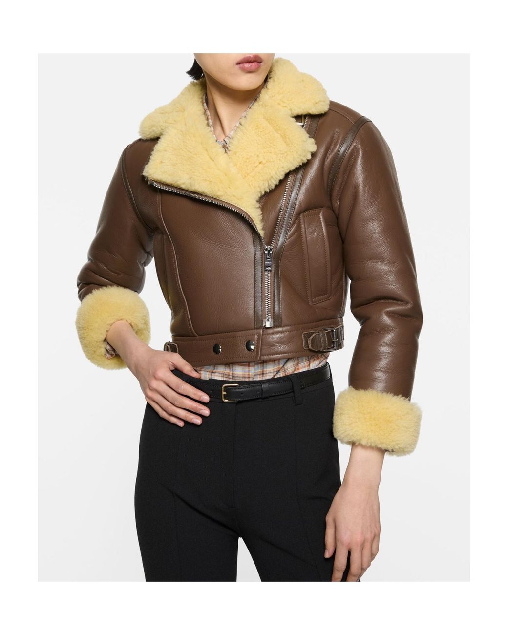 Acne Metallic Shearling Biker Jacket