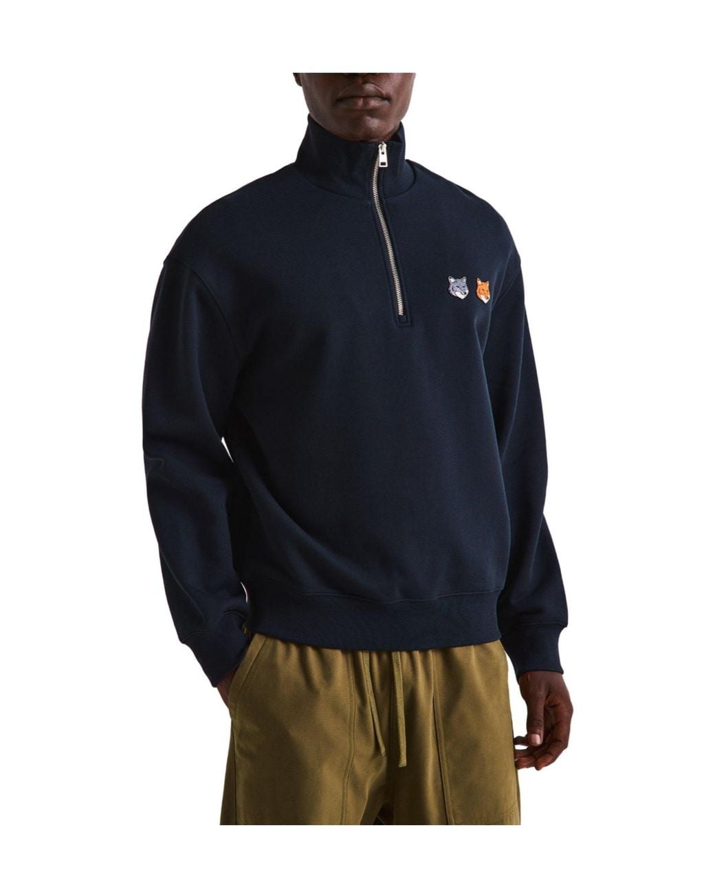 Maison Kitsuné Blue Doublefox Graphic Hoodie for men