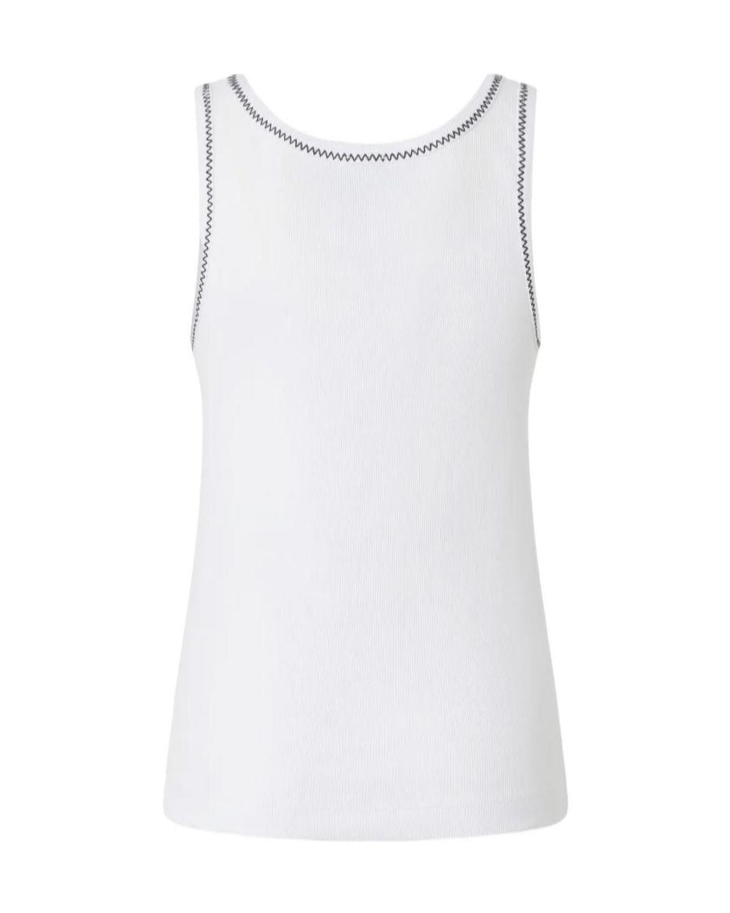 Pinko White Bitetto Ribbed Logo Tank Top
