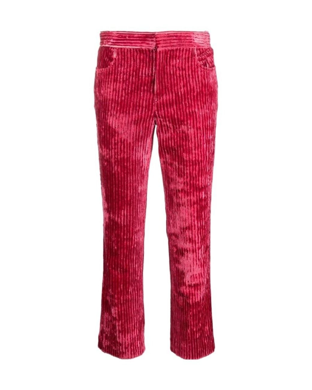 Isabel Marant Red Mid-Rise Corduroy Pants