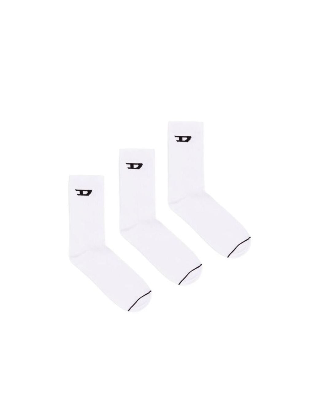 DIESEL White D Logo Ribbed Socks Three-Pack for men