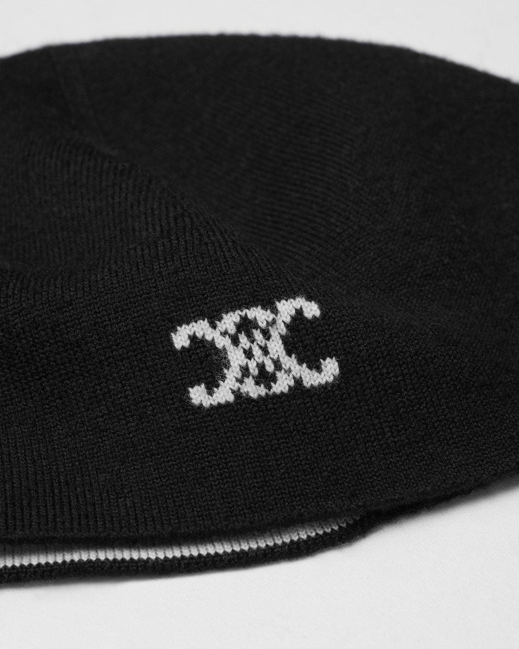 Céline Black Wool Knit Hat for men