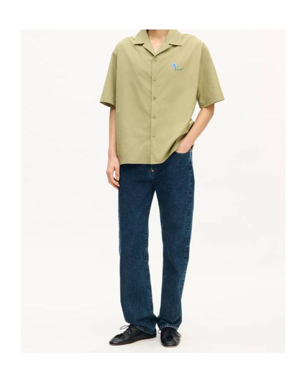 KENZO Green Tulip Hawaiian Poplin Short Sleeve Shirt for men