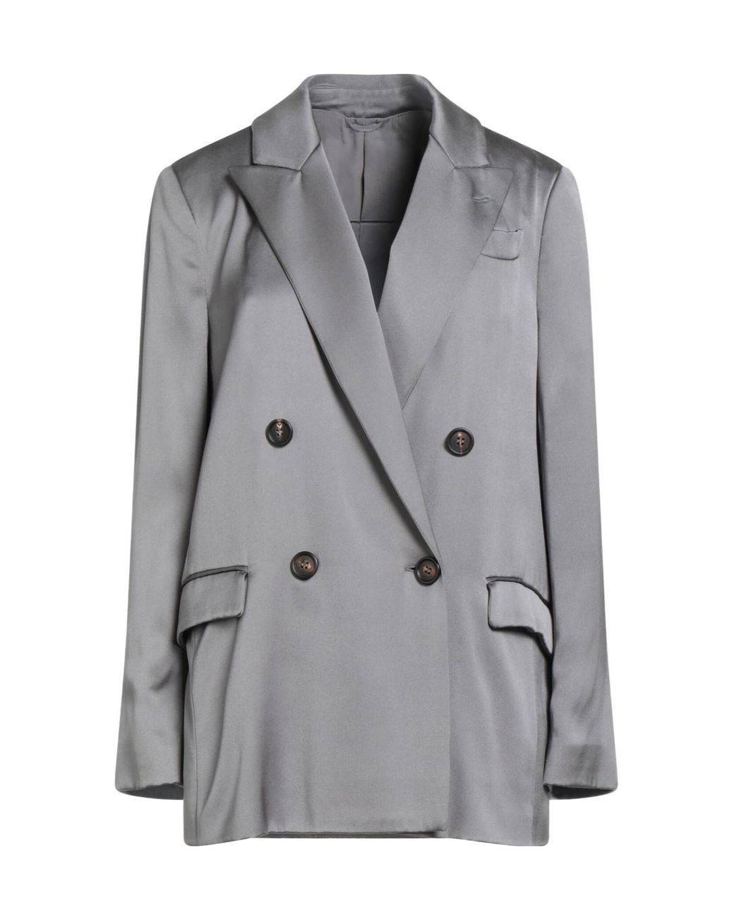 Brunello Cucinelli Gray Blazer Silk