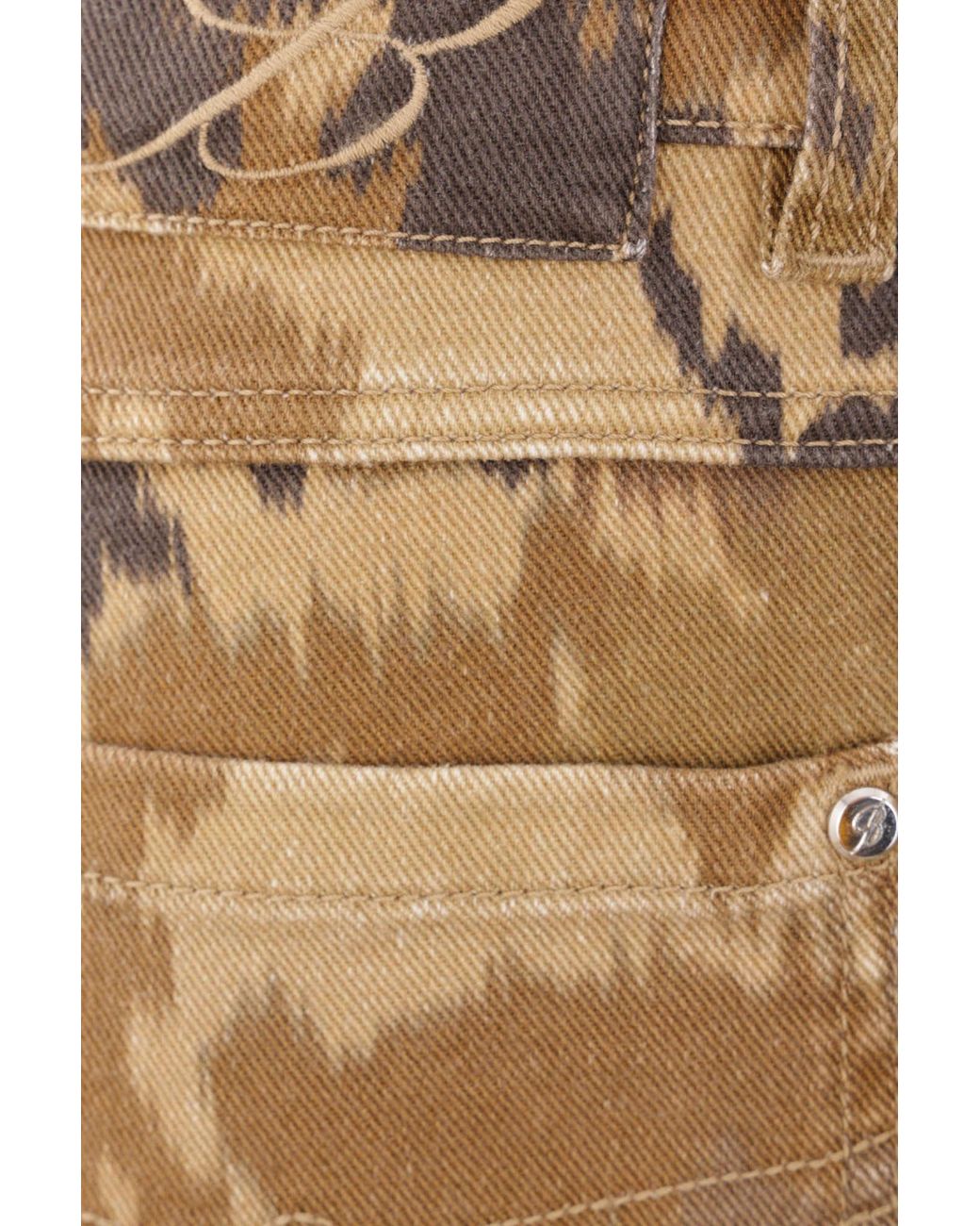 Blumarine Natural Camouflage Printed Straight Leg Cargo Jeans