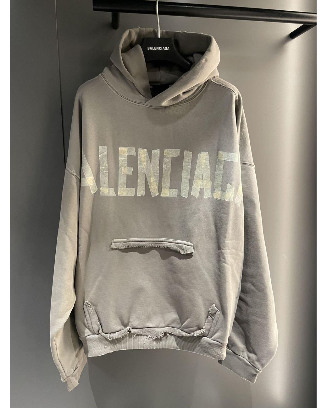 Balenciaga Multicolor Tape Type Ripped Pocket Hoodie for men