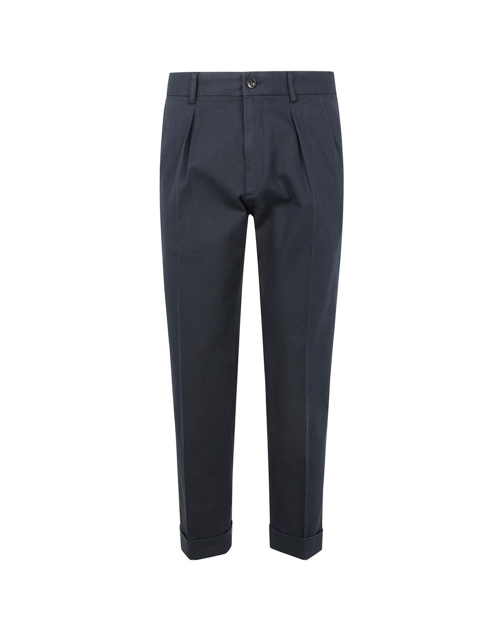 Incotex Blue Cotton Straight-Leg Trousers for men