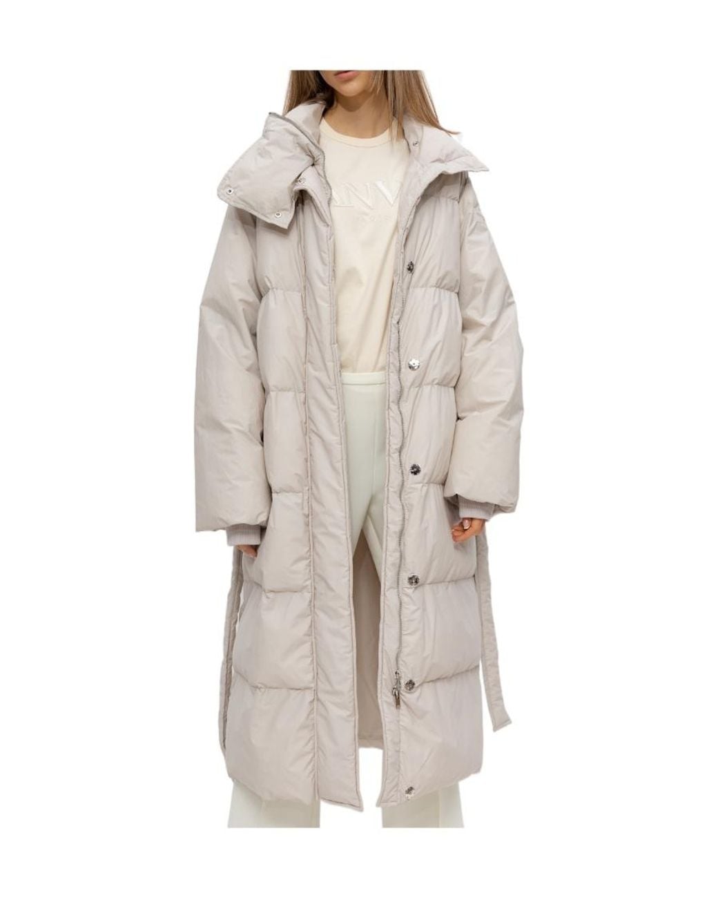 Stella McCartney White Logo Long Padded Coat