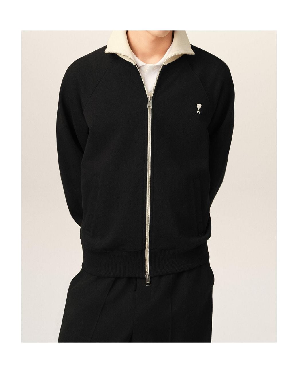 AMI Black Ami Ami De Coeur Zipped Sweatshirt for men