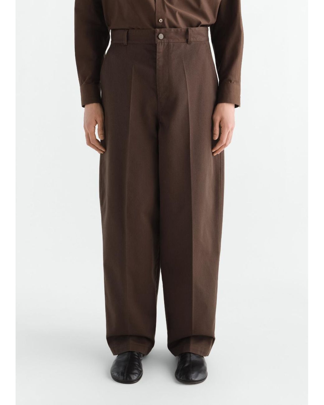 Lemaire Brown Barrel Pants for men