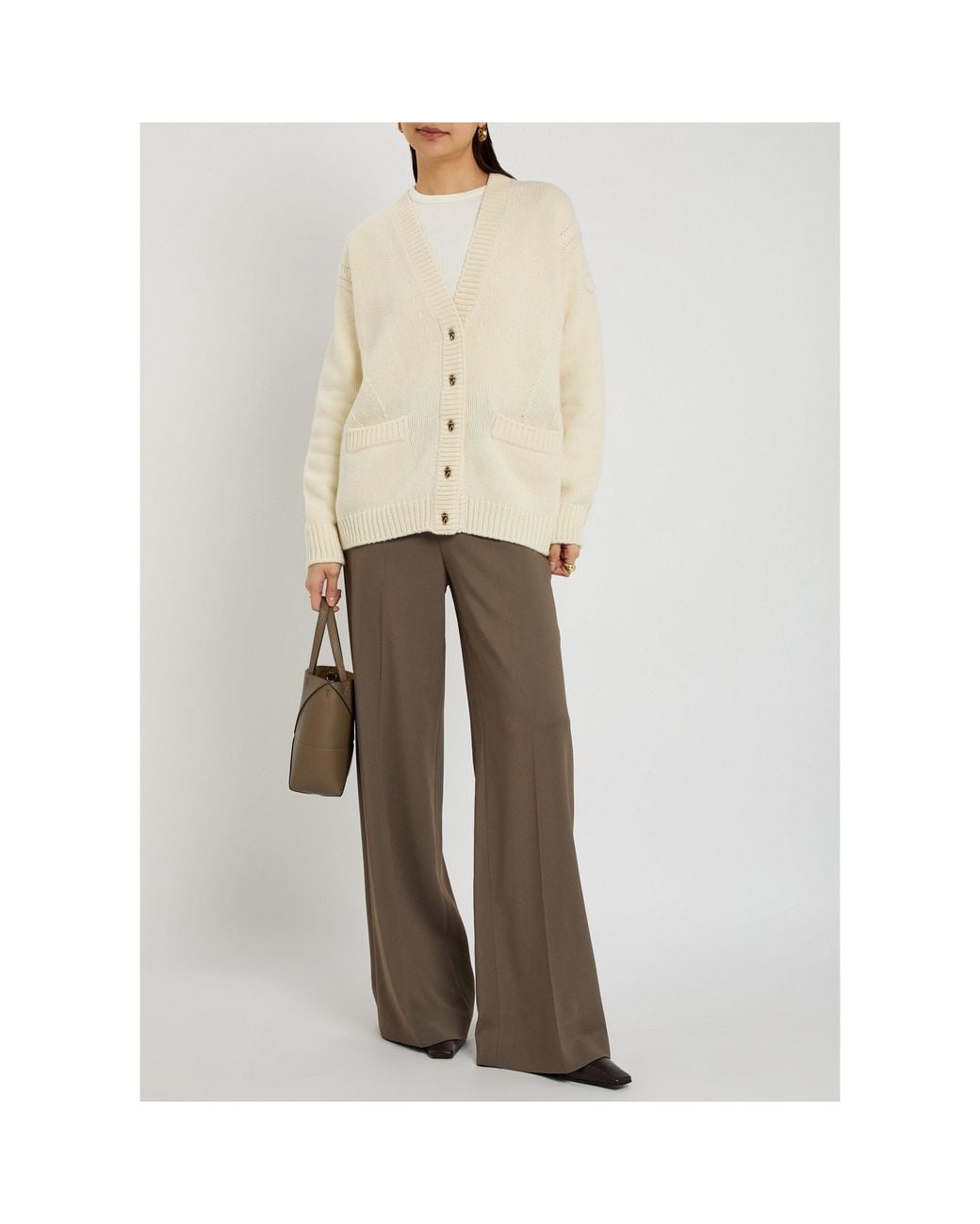 Moncler Natural V-Neck Knit Cardigan