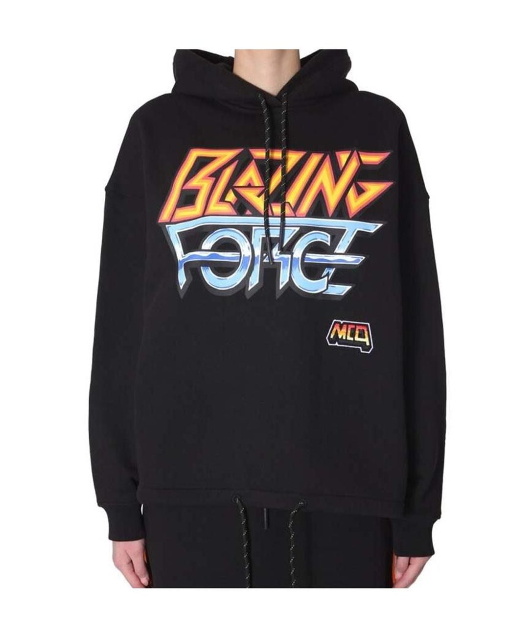 McQ Alexander McQueen Black Pattern Printed Hooded Hoodie