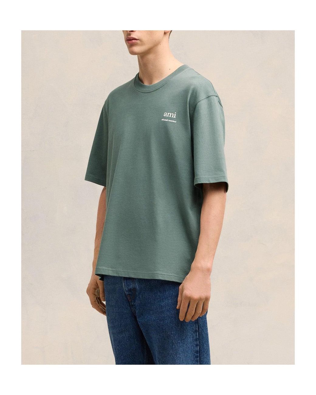AMI Green Boxy Tshirt Ami for men