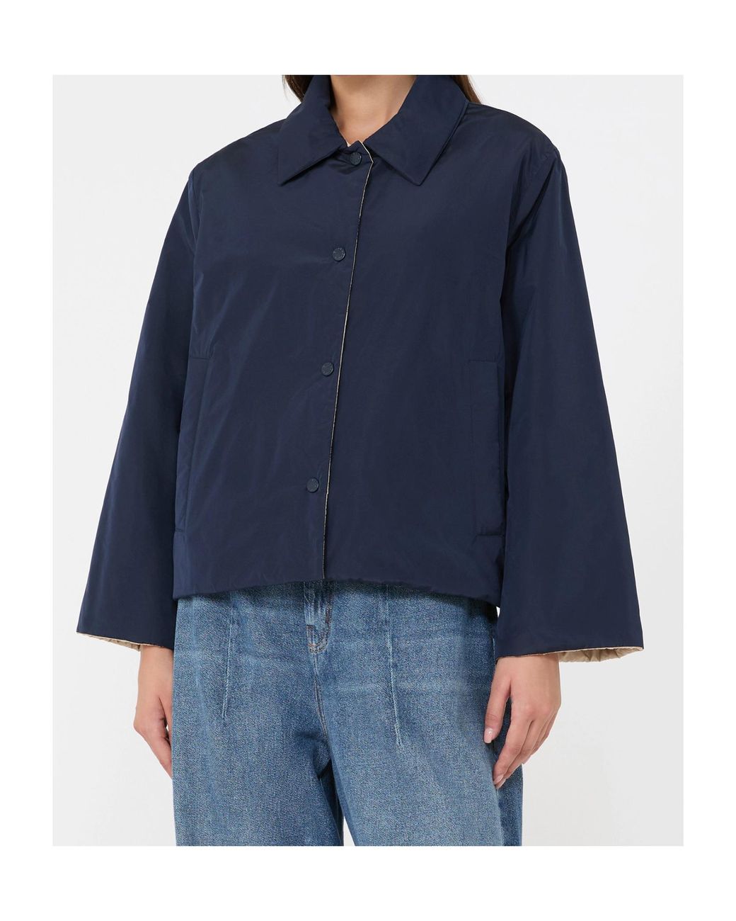 Weekend by Maxmara Blue Button-Up Collared Jacket