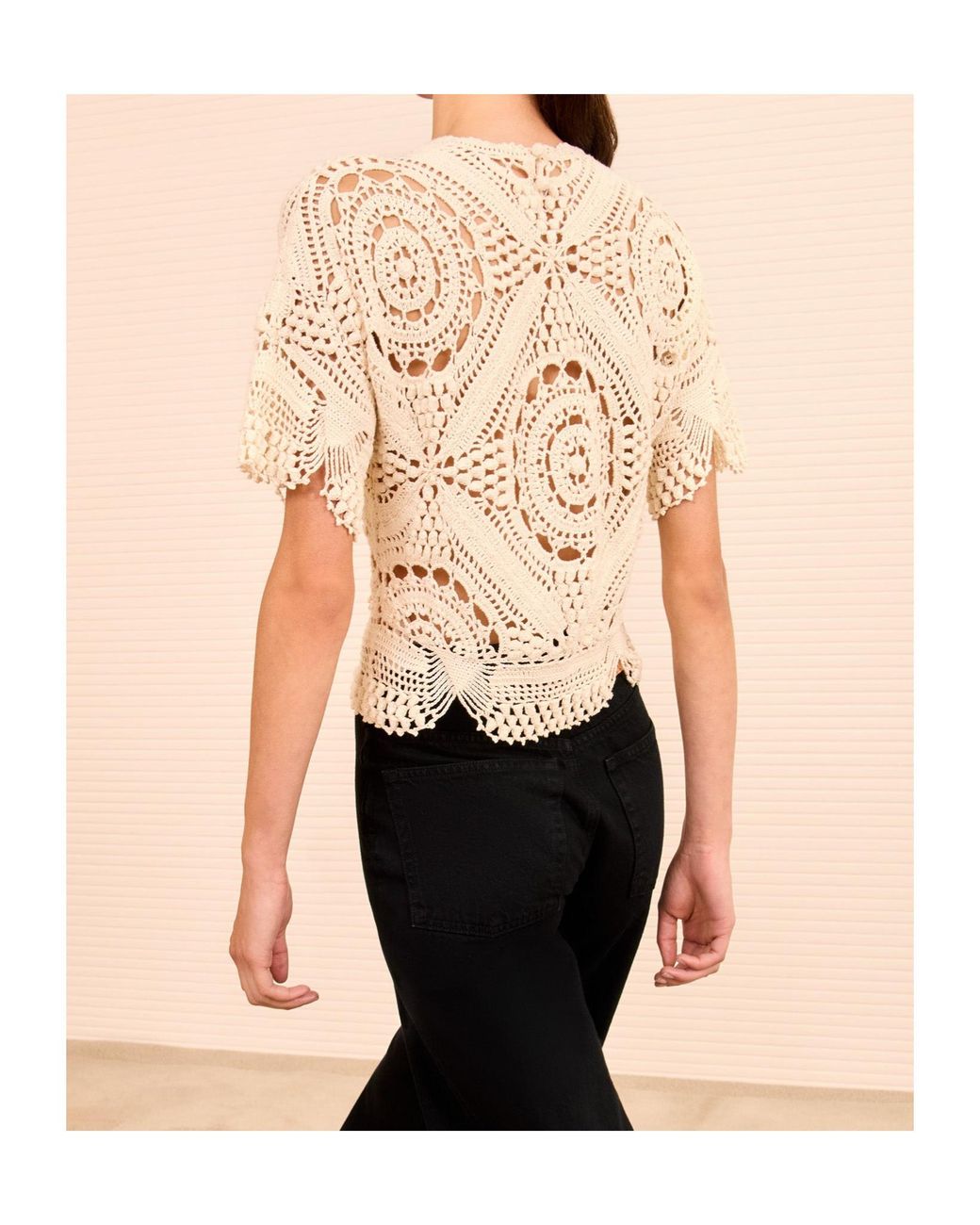 Ulla Johnson Multicolor Short-Sleeved Hand-Crocheted Top