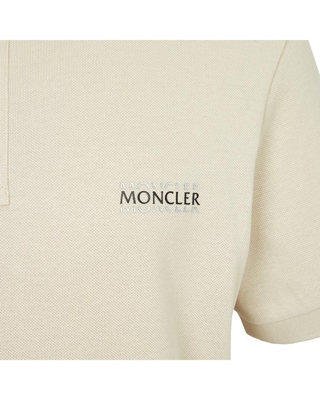 Moncler White Logo Patch Short-Sleeve Polo Shirt for men