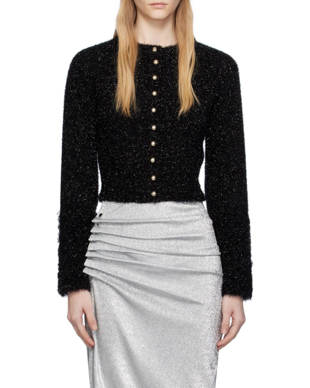 Rabanne Black Crewneck Cropped Cardigan