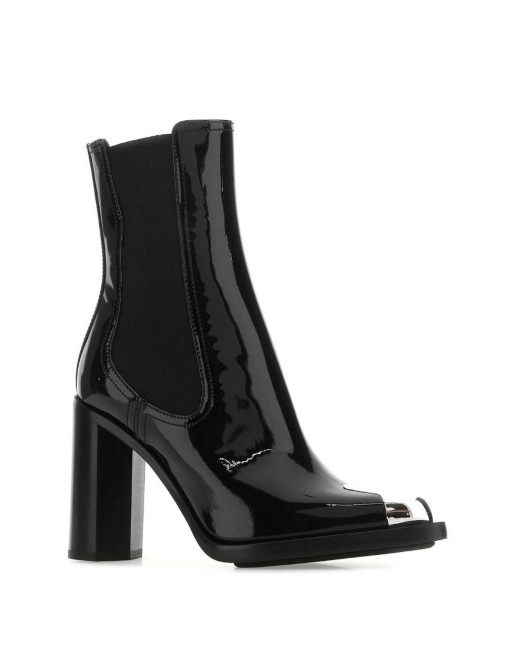 McQueen Black Leather Ankle Boots