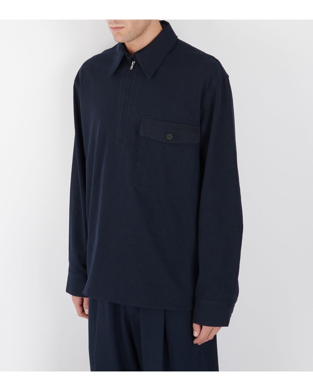 Studio Nicholson Blue Half-Zip Shirt for men