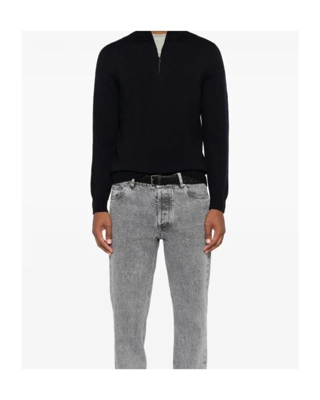 Drumohr Black Mock-Neck Zip Knitwear for men