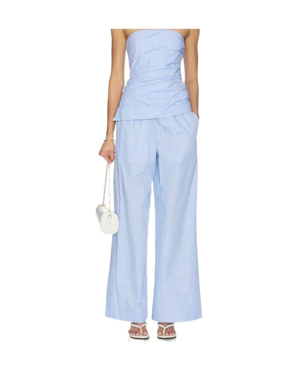 Jonathan Simkhai Blue Arden Striped Trousers