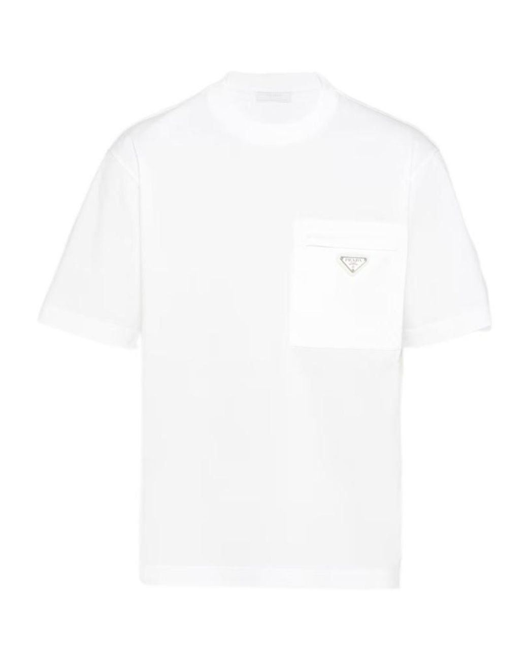 Prada White Re-Nylon And Jersey T-Shirt for men