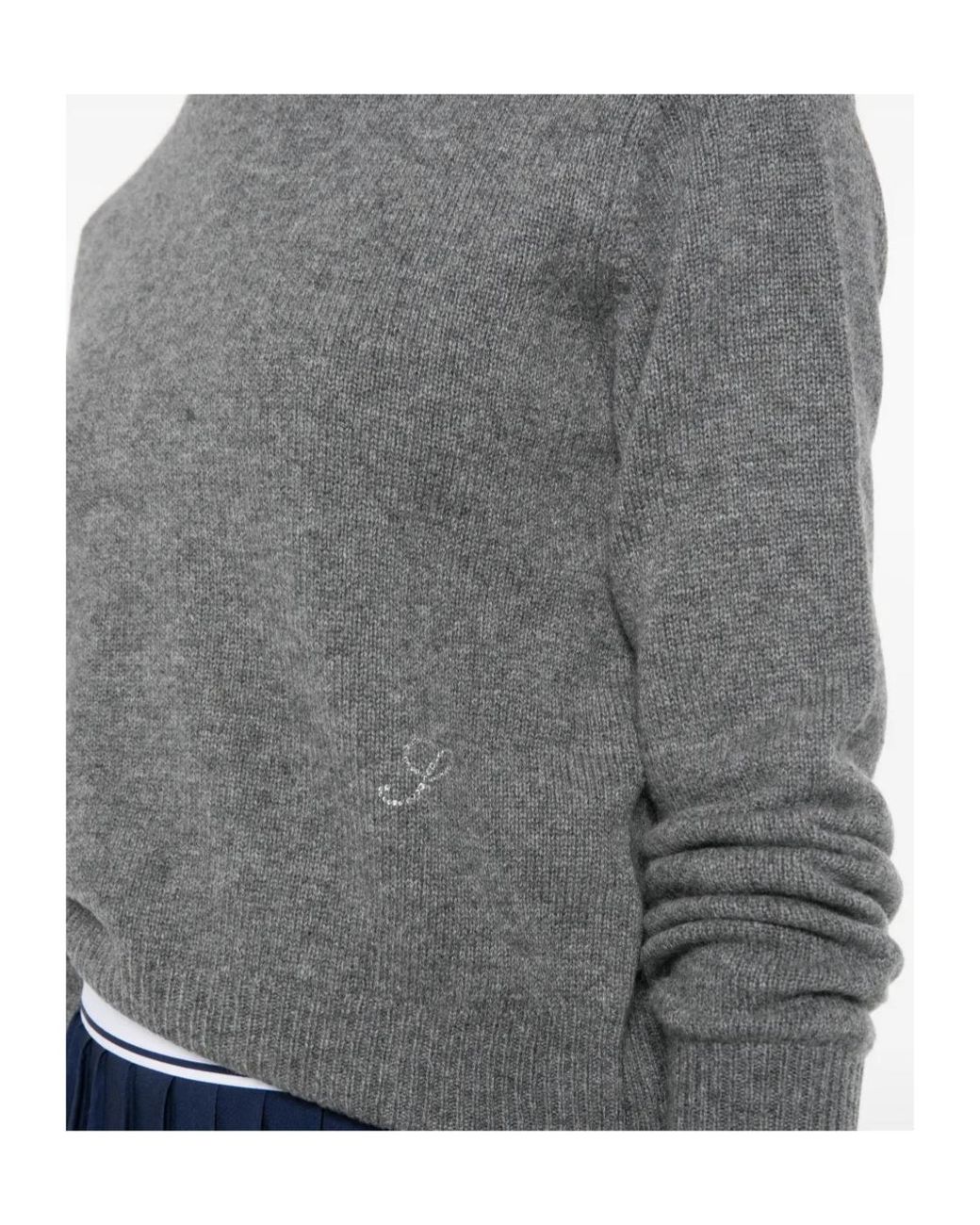 Sporty & Rich Gray Crystal-Embellished Sweater