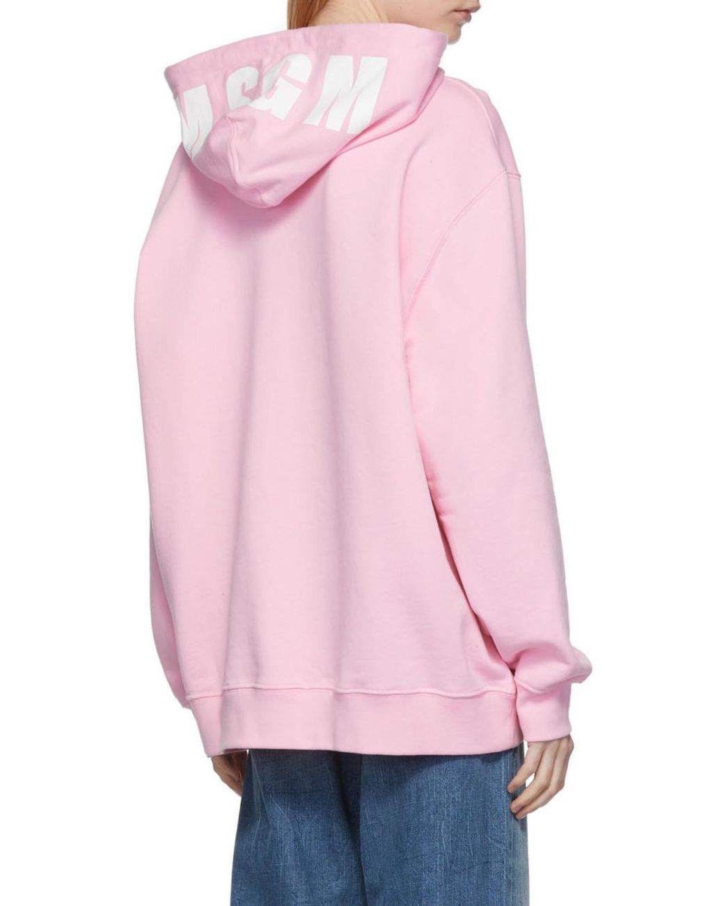 MSGM Pink Oversized Cotton Hoodie