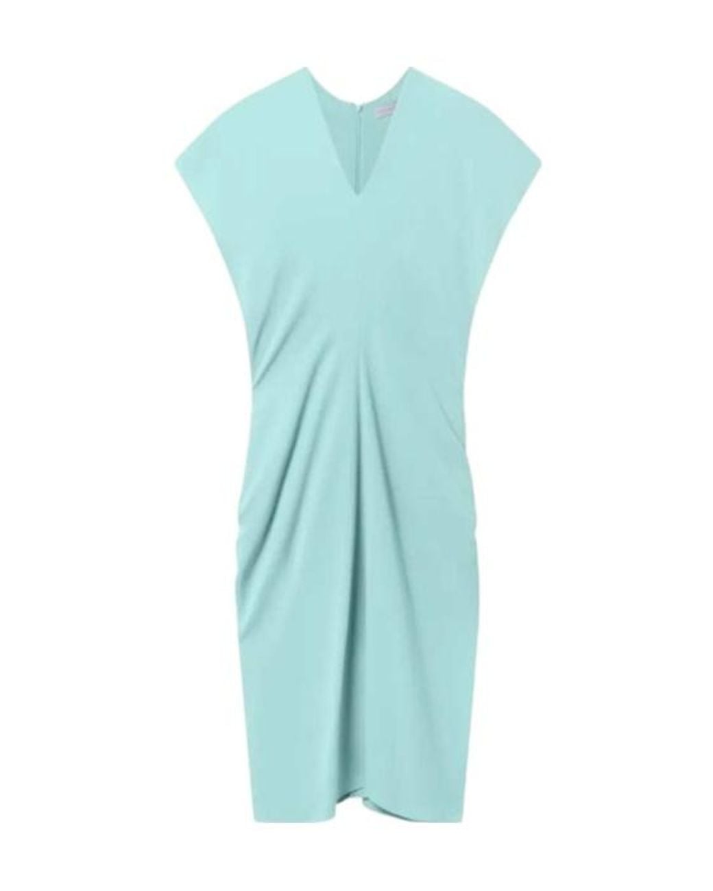 Stella McCartney Blue Draped V-Neck Midi Dress