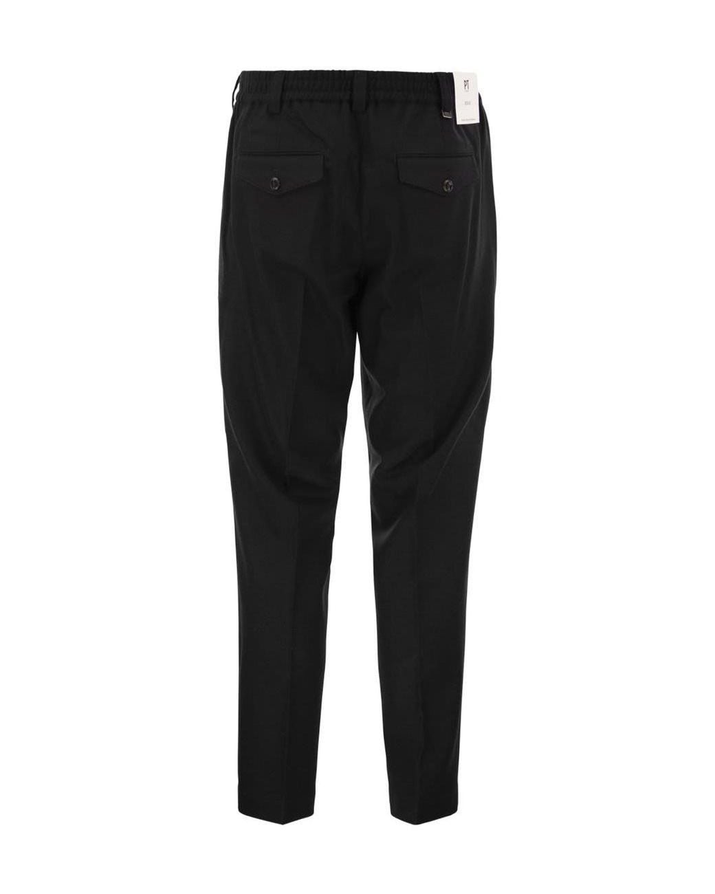 Pt Pantaloni Black Casual Trousers With Belt Loops for men