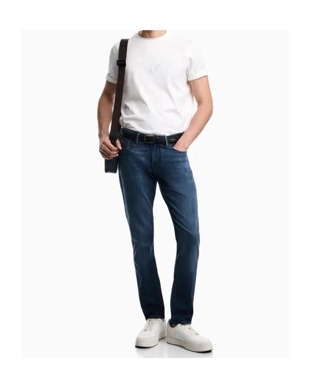 Emporio Armani Blue Five-Pocket Straight Jeans for men