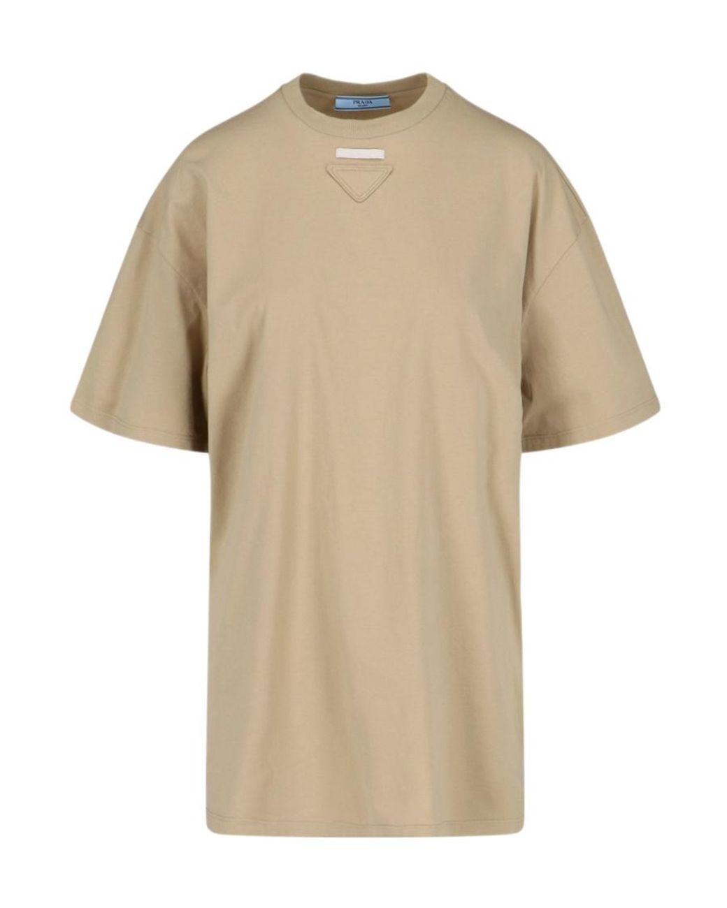 Prada Natural Logo Triangle Crewneck T-Shirt