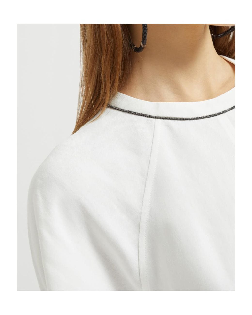 Brunello Cucinelli White Monili Chain-Detail Twill Mini Dress