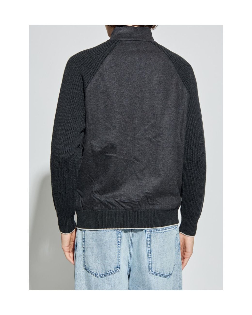 Eleventy Blue Ribbed Zip Jacket for men