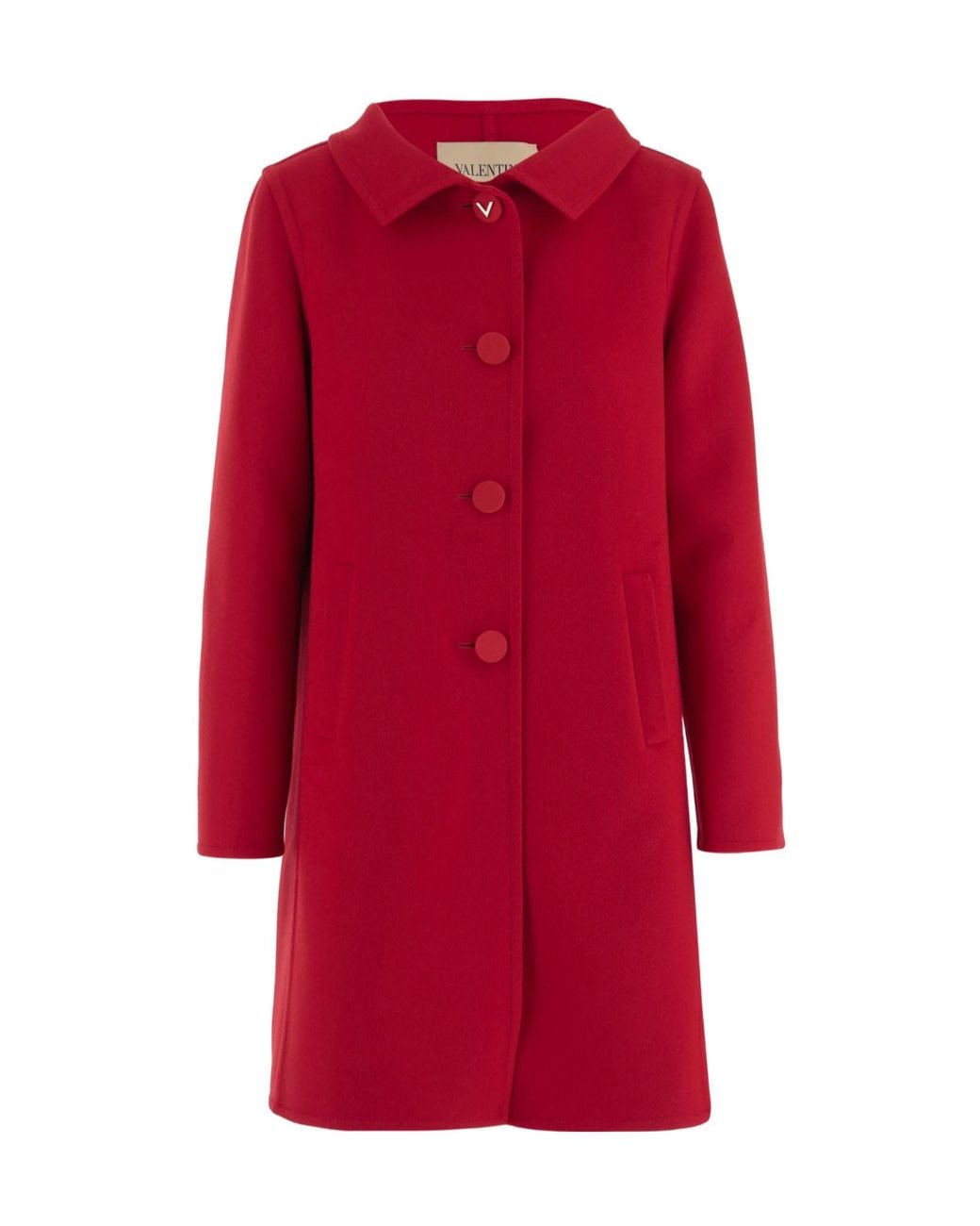 Valentino Red Button-Up Long-Sleeved Coat