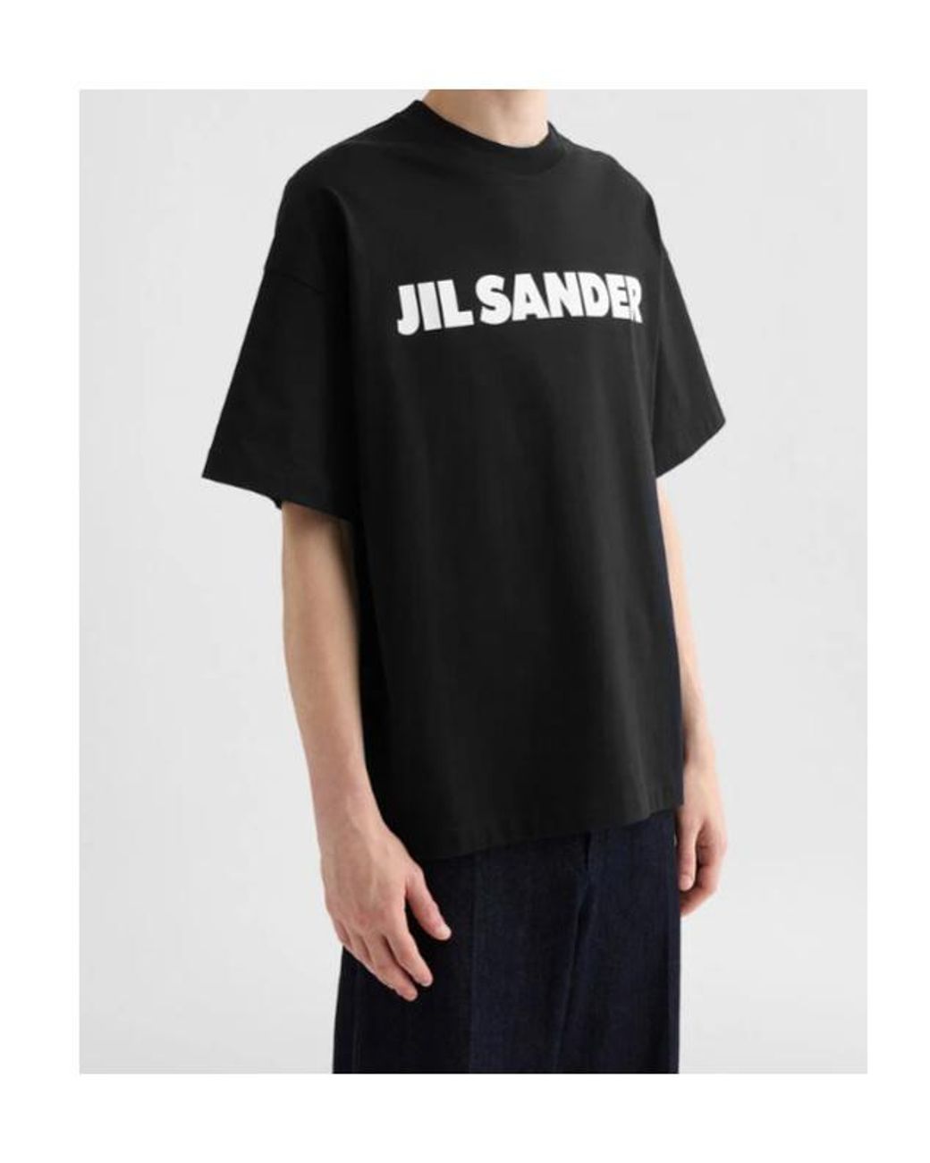 Jil Sander Blue Logo Printed Crewneck T-Shirt for men