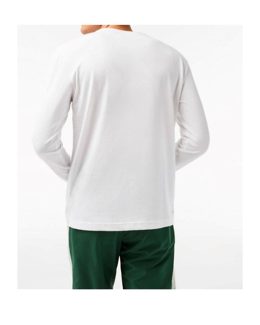 Lacoste White Crew Neck Long Sleeve Top for men