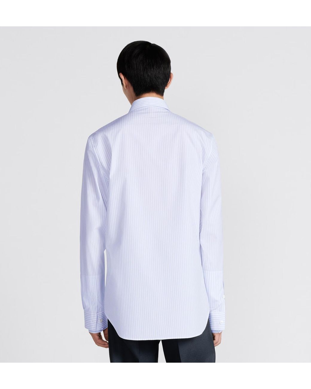 Dior Blue Homme Striped Collared Long-Sleeve Shirt for men