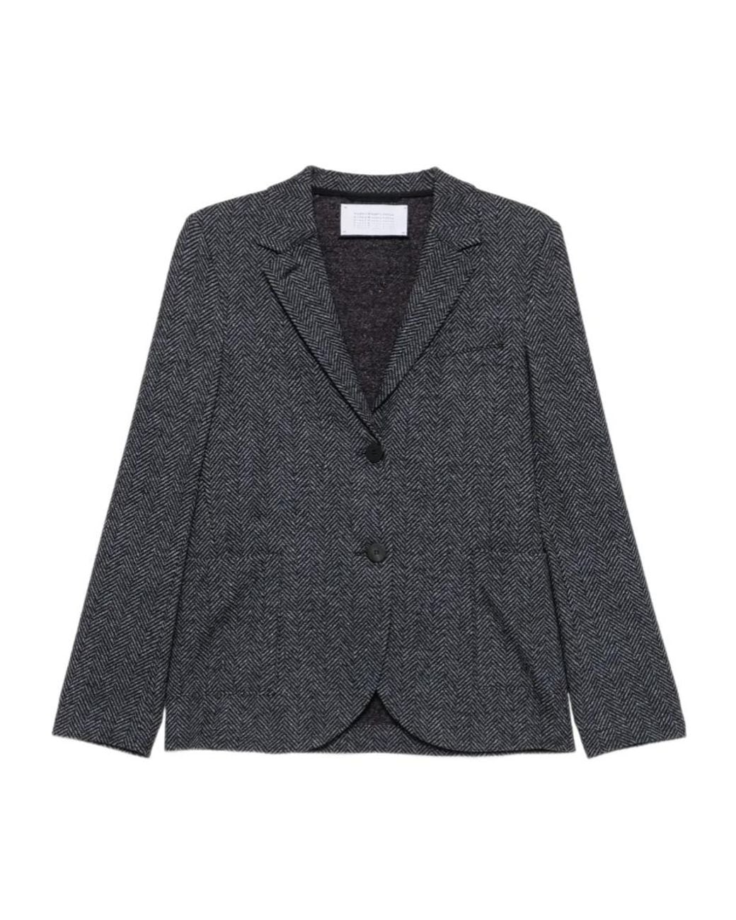 Harris Wharf London Gray Single-Breasted Herringbone Knit Blazer