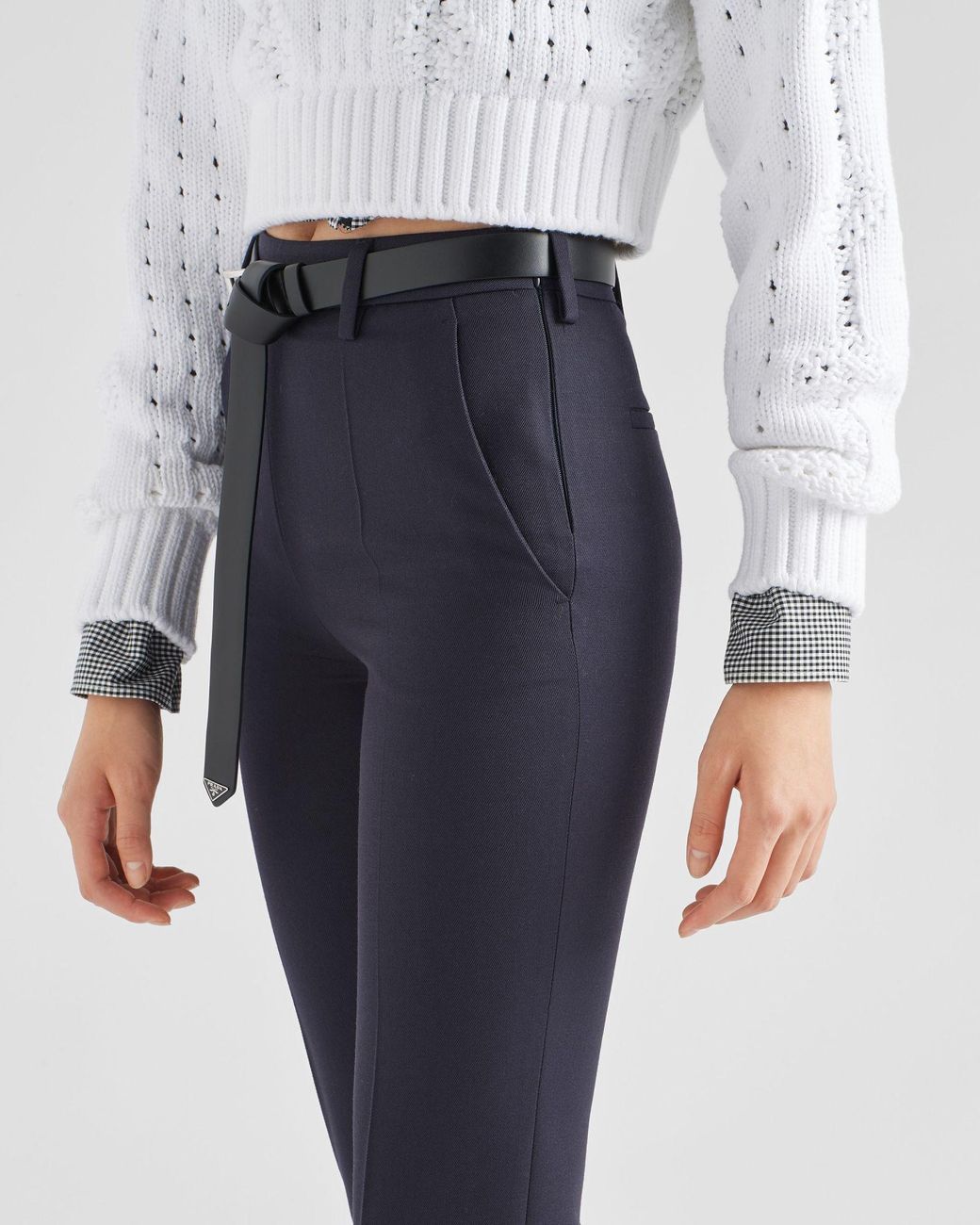Prada Blue Straight Leg Tailored Pants