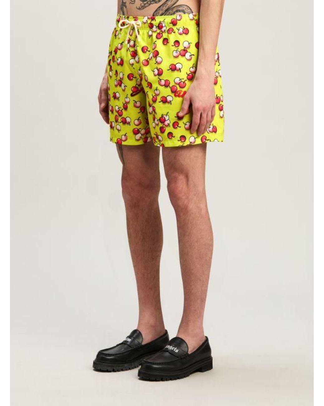 Palm Angels Yellow Cherries Printed Drawstring Swimshorts for men