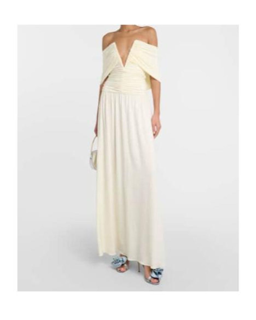 Magda Butrym White Off-Shoulder Gathered Maxi Dress