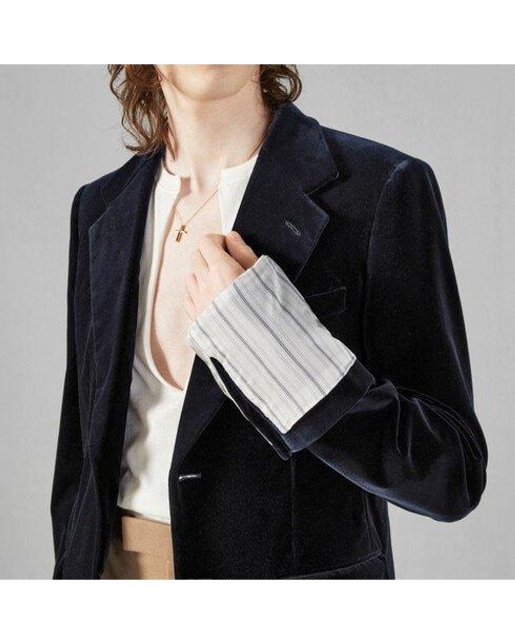 Gucci Blue Stretch Velvet Formal Jacket for men