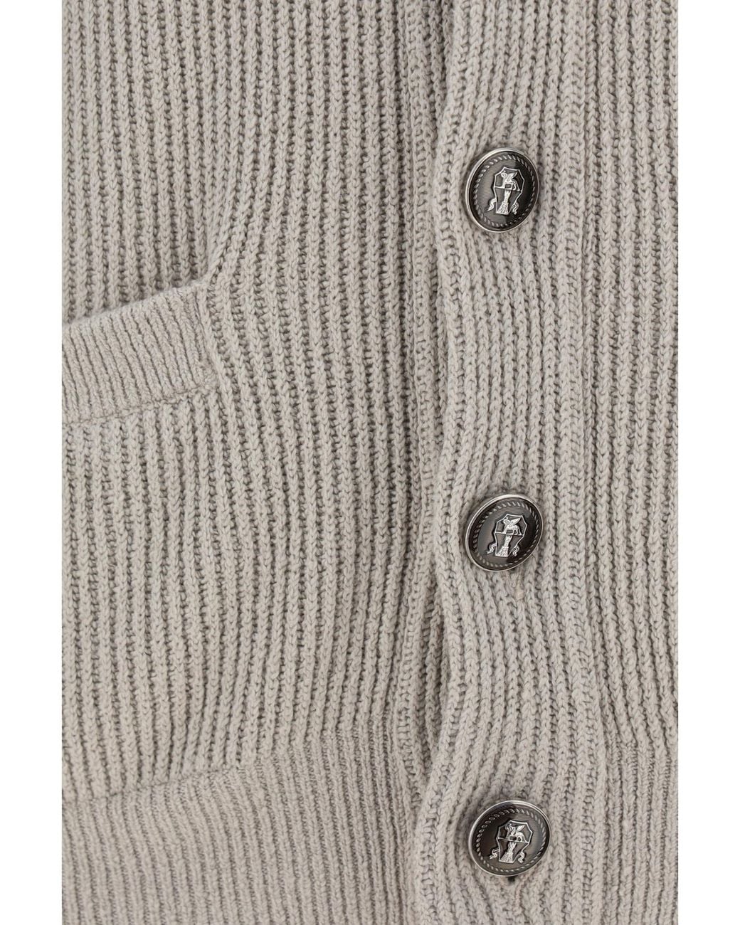 Brunello Cucinelli Gray Buttoned Straight-Hem Cardigan for men