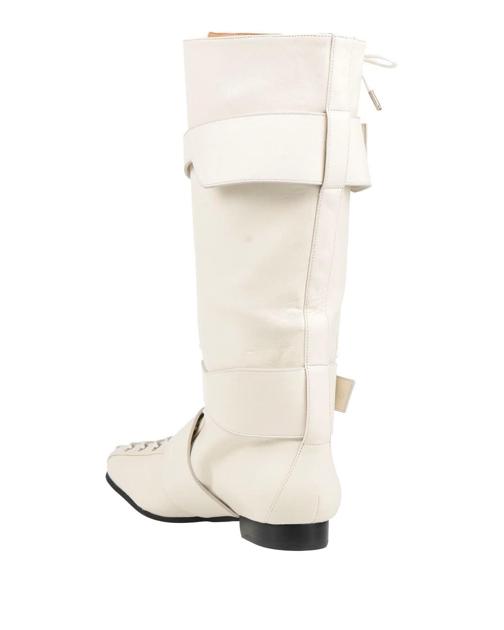 Ganni White Fashion Lace-Up Square-Toe Boots